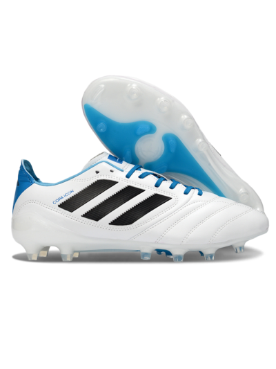Men's Adidas Copa Pure 2+ Elite AG Artificial Grass Low-Tops Football Boots - White/Electric Blue/Black