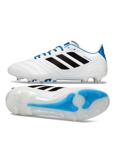 Men's Adidas Copa Pure 2+ Elite AG Artificial Grass Low-Tops Football Boots - White/Electric Blue/Black