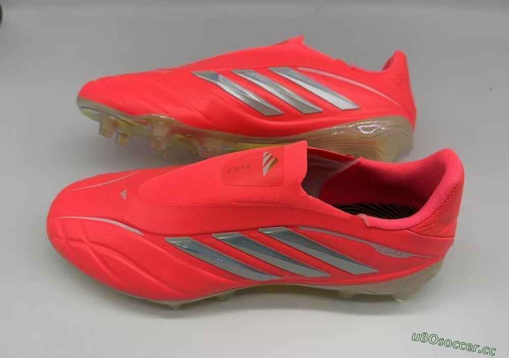 Men's Adidas Copa Pure 3 Elite FG Firm Ground Low-Tops Football Boots - Red/Bright Coral/Metallic Silver