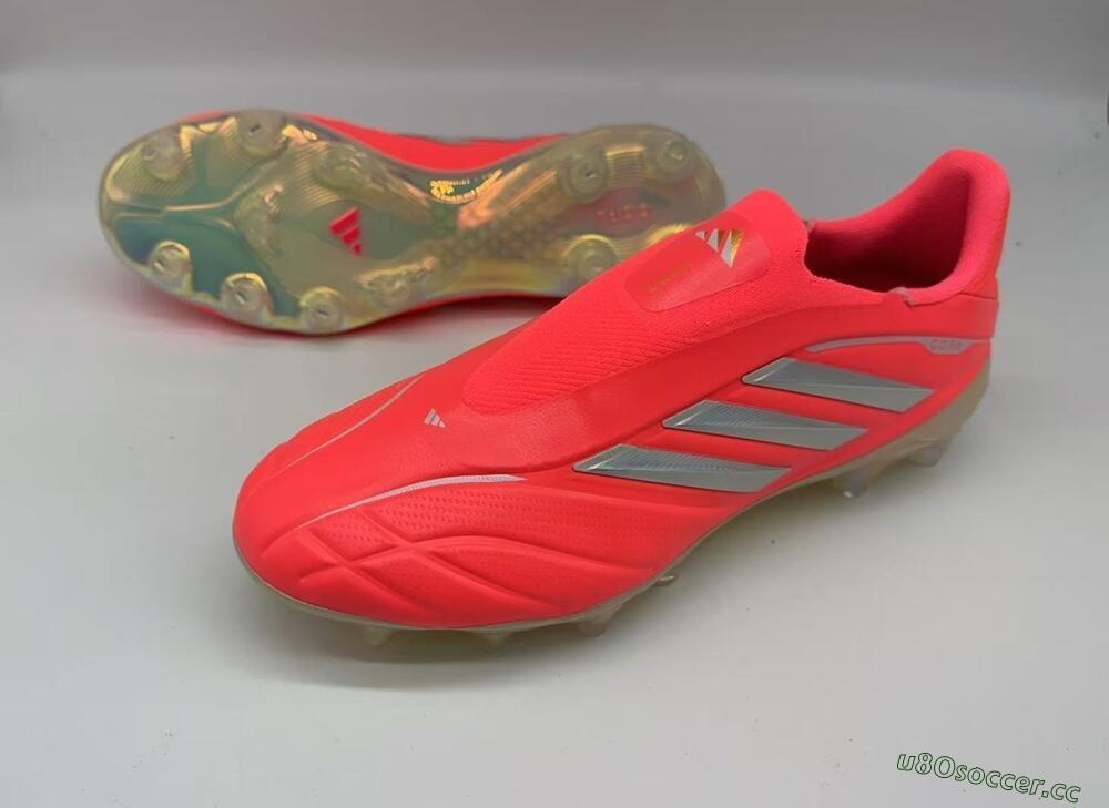 Men's Adidas Copa Pure 3 Elite FG Firm Ground Low-Tops Football Boots - Red/Bright Coral/Metallic Silver
