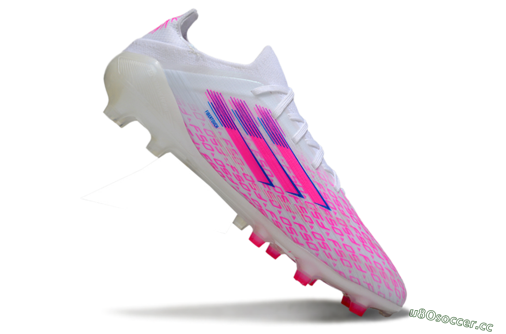 Men's Adidas F50 Elite AG Artificial Grass Low-Tops Football Boots - White/Neon Pink/Blue 4