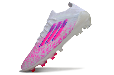 Men's Adidas F50 Elite AG Artificial Grass Low-Tops Football Boots - White/Neon Pink/Blue