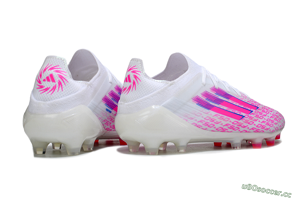 Men's Adidas F50 Elite AG Artificial Grass Low-Tops Football Boots - White/Neon Pink/Blue 6