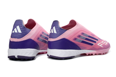 Men's Adidas F50 Elite Laceless TF Artificial Turf Low-Tops Football Shoes - Pink/Vivid Pink/Deep Purple