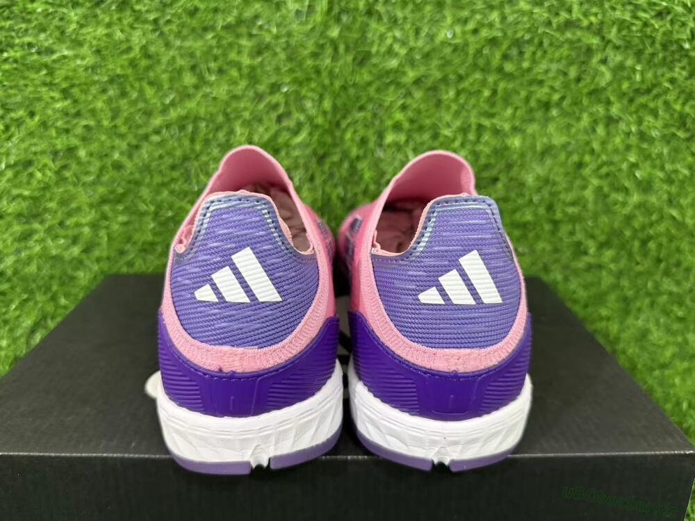Men's Adidas F50 Elite Laceless TF Artificial Turf Low-Tops Football Shoes - Pink/Vivid Pink/Deep Purple