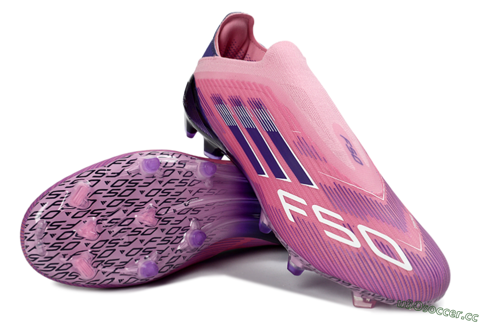 Men's Adidas F50 Elite Laceless FG Firm Ground Low-Tops Football Boots - Pink/Vibrant Violet/Soft Lavender 4