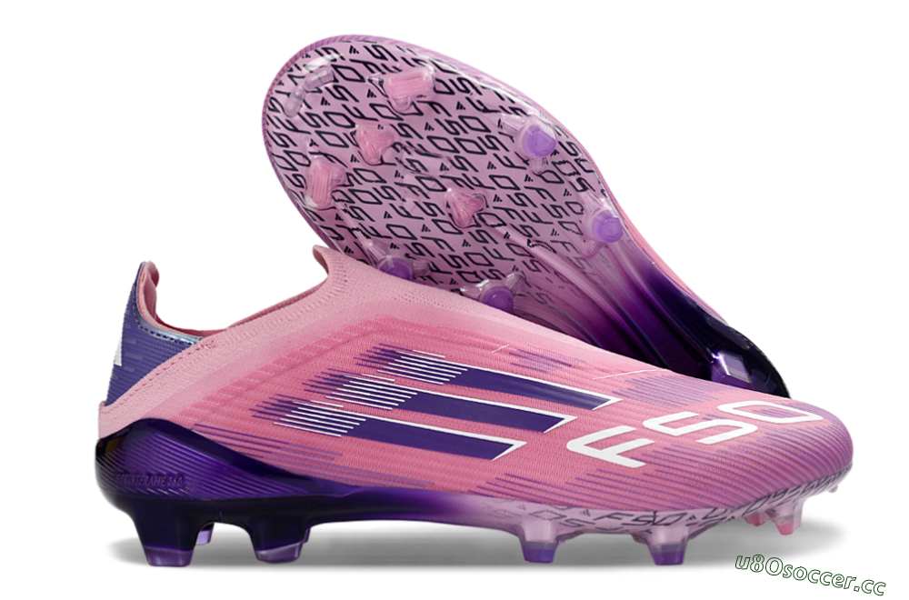 Men's Adidas F50 Elite Laceless FG Firm Ground Low-Tops Football Boots - Pink/Vibrant Violet/Soft Lavender 2