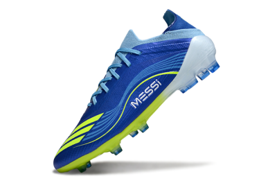 Men's Messi x Adidas F50 Elite FG Firm Ground Low-Tops Football Boots - Blue/Neon Yellow/Cyan Blue