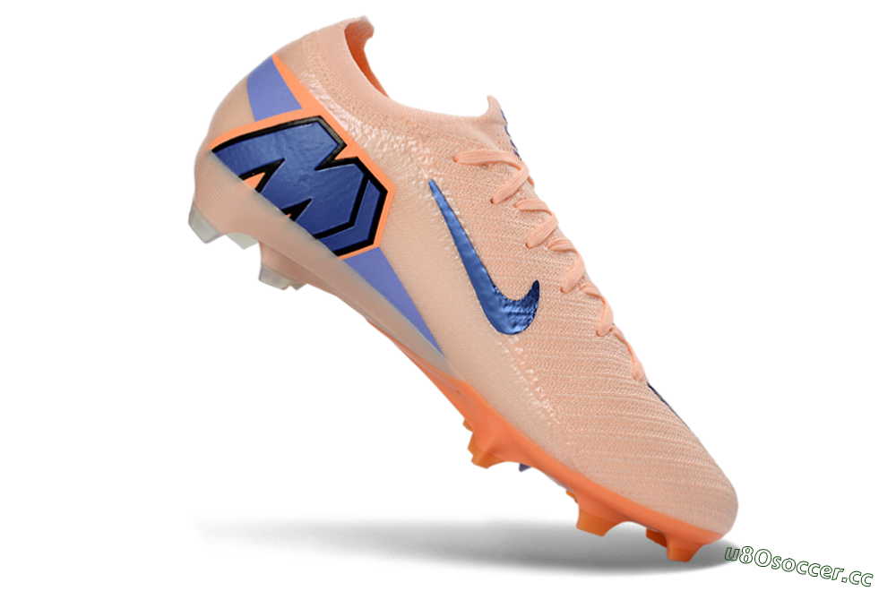 Unisex Nike Air Zoom Mercurial Vapor 16 Elite FG Firm Ground Low-Tops Football Boots - Peach/Navy Blue/Orange 5