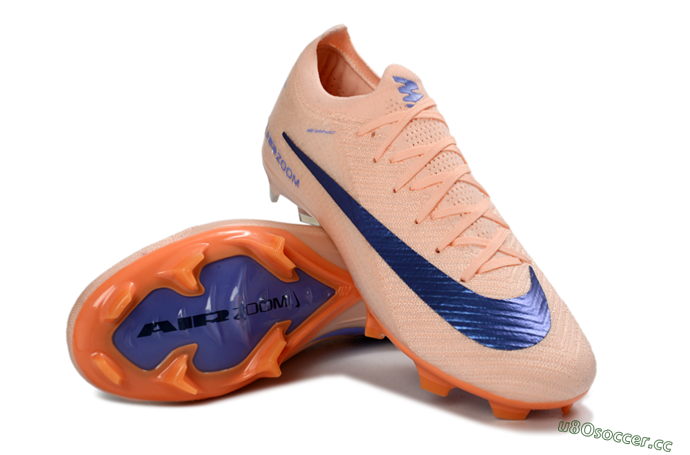 Unisex Nike Air Zoom Mercurial Vapor 16 Elite FG Firm Ground Low-Tops Football Boots - Peach/Navy Blue/Orange 4