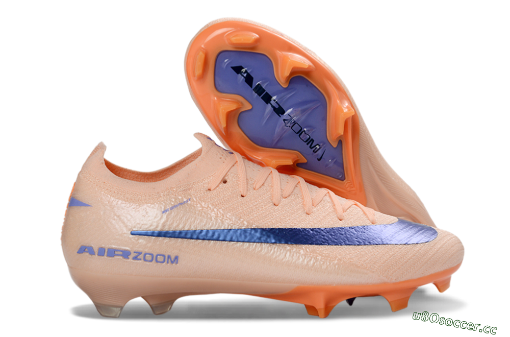 Unisex Nike Air Zoom Mercurial Vapor 16 Elite FG Firm Ground Low-Tops Football Boots - Peach/Navy Blue/Orange 2