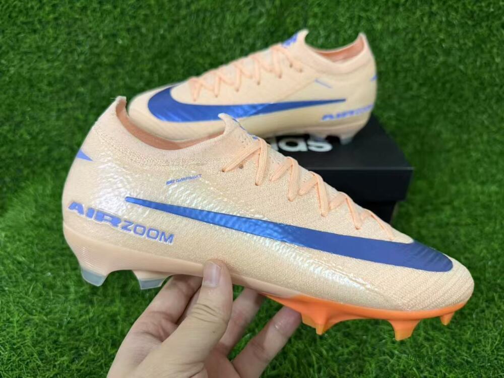 Unisex Nike Air Zoom Mercurial Vapor 16 Elite FG Firm Ground Low-Tops Football Boots - Peach/Navy Blue/Orange