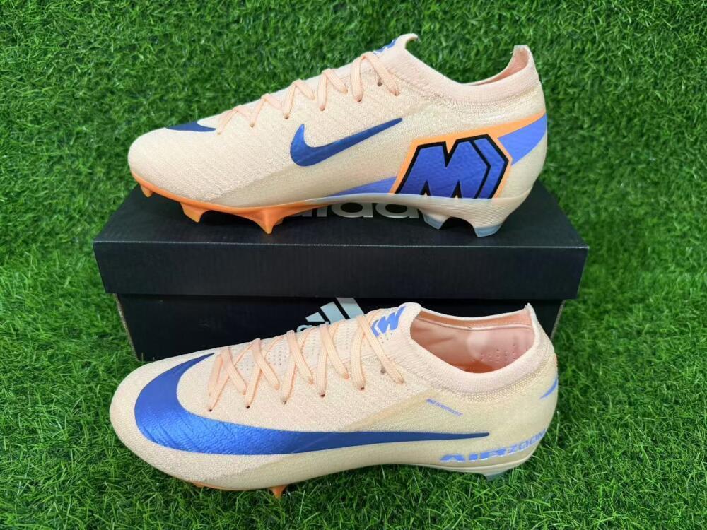 Unisex Nike Air Zoom Mercurial Vapor 16 Elite FG Firm Ground Low-Tops Football Boots - Peach/Navy Blue/Orange