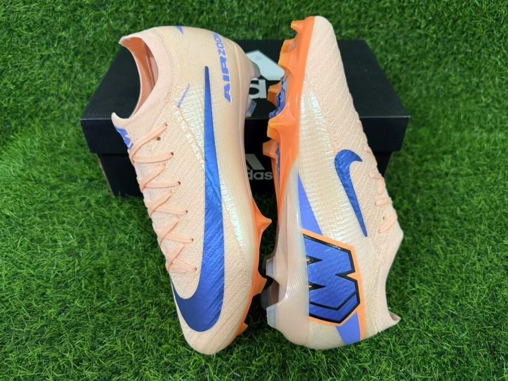 Unisex Nike Air Zoom Mercurial Vapor 16 Elite FG Firm Ground Low-Tops Football Boots - Peach/Navy Blue/Orange