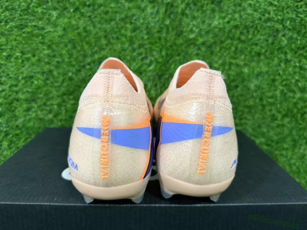 Unisex Nike Air Zoom Mercurial Vapor 16 Elite FG Firm Ground Low-Tops Football Boots - Peach/Navy Blue/Orange