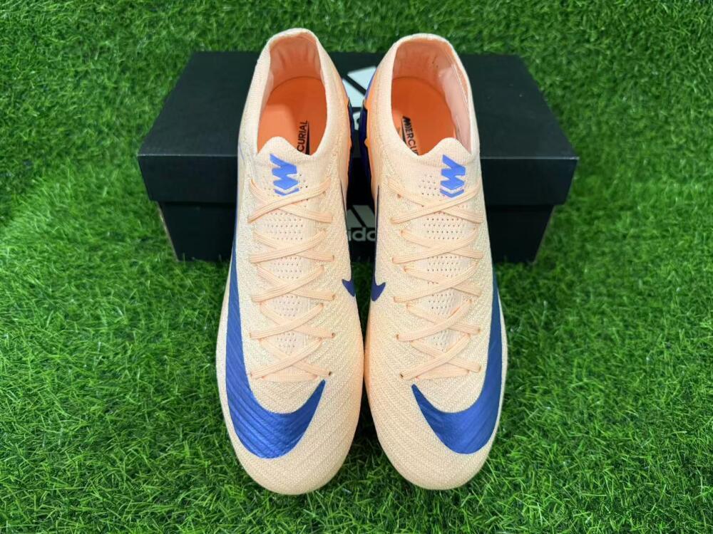 Unisex Nike Air Zoom Mercurial Vapor 16 Elite FG Firm Ground Low-Tops Football Boots - Peach/Navy Blue/Orange