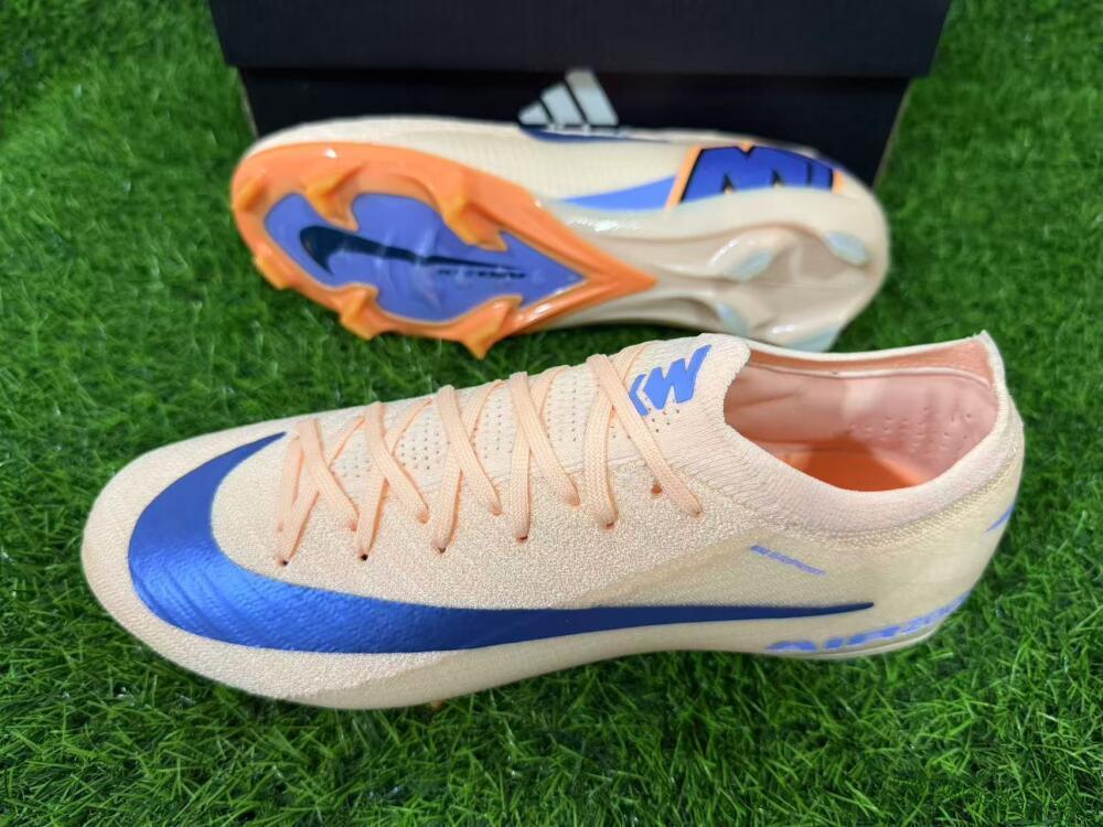 Unisex Nike Air Zoom Mercurial Vapor 16 Elite FG Firm Ground Low-Tops Football Boots - Peach/Navy Blue/Orange