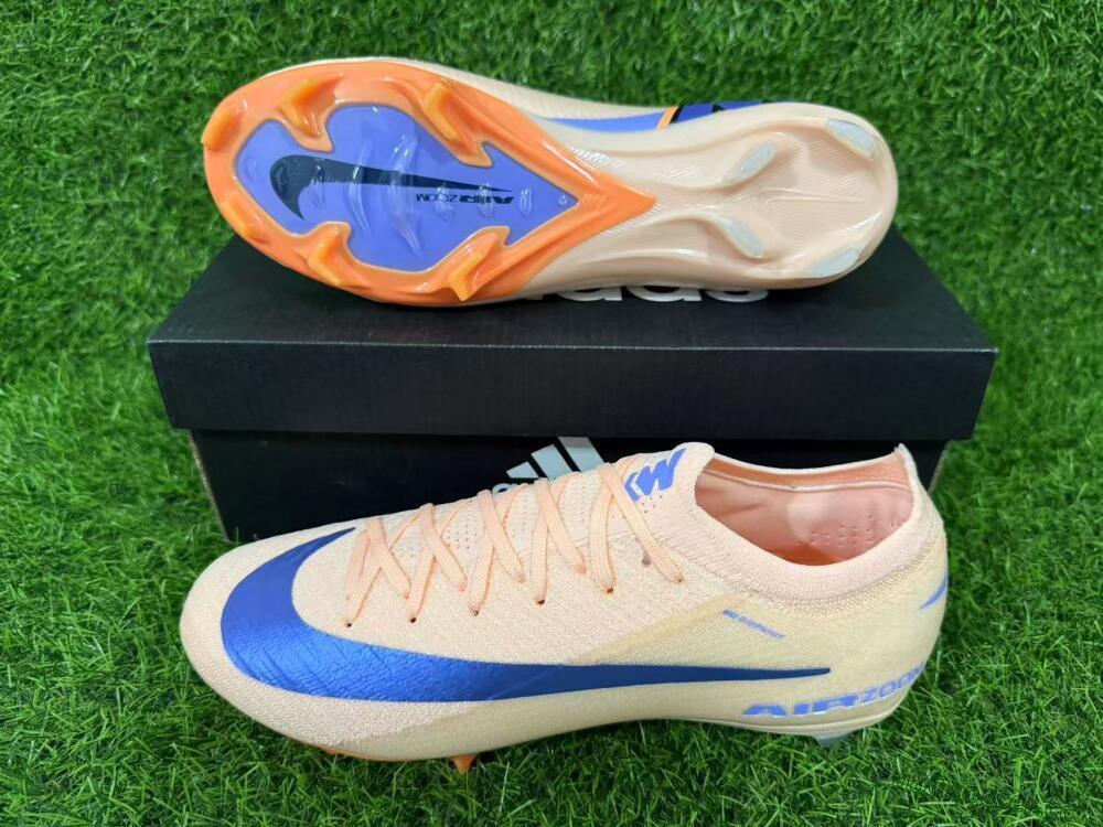 Unisex Nike Air Zoom Mercurial Vapor 16 Elite FG Firm Ground Low-Tops Football Boots - Peach/Navy Blue/Orange