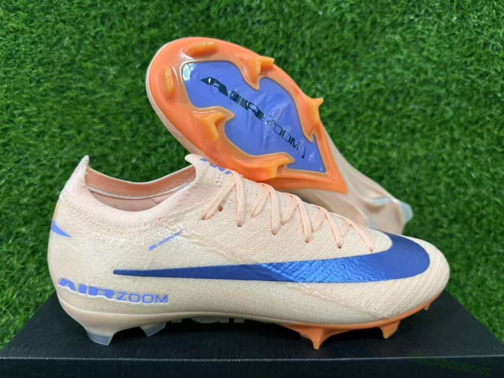 Unisex Nike Air Zoom Mercurial Vapor 16 Elite FG Firm Ground Low-Tops Football Boots - Peach/Navy Blue/Orange