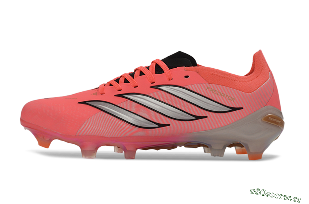 Unisex Adidas Predator 26 Elite FG Firm Ground Low-Tops Football Boots - Pink/Vibrant Coral/Steel Gray 0