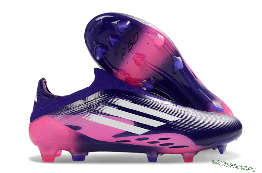 Unisex Adidas F50 Elite Laceless FG Firm Ground Low-Tops Football Boots - Purple/Vibrant Pink/Deep Purple 2