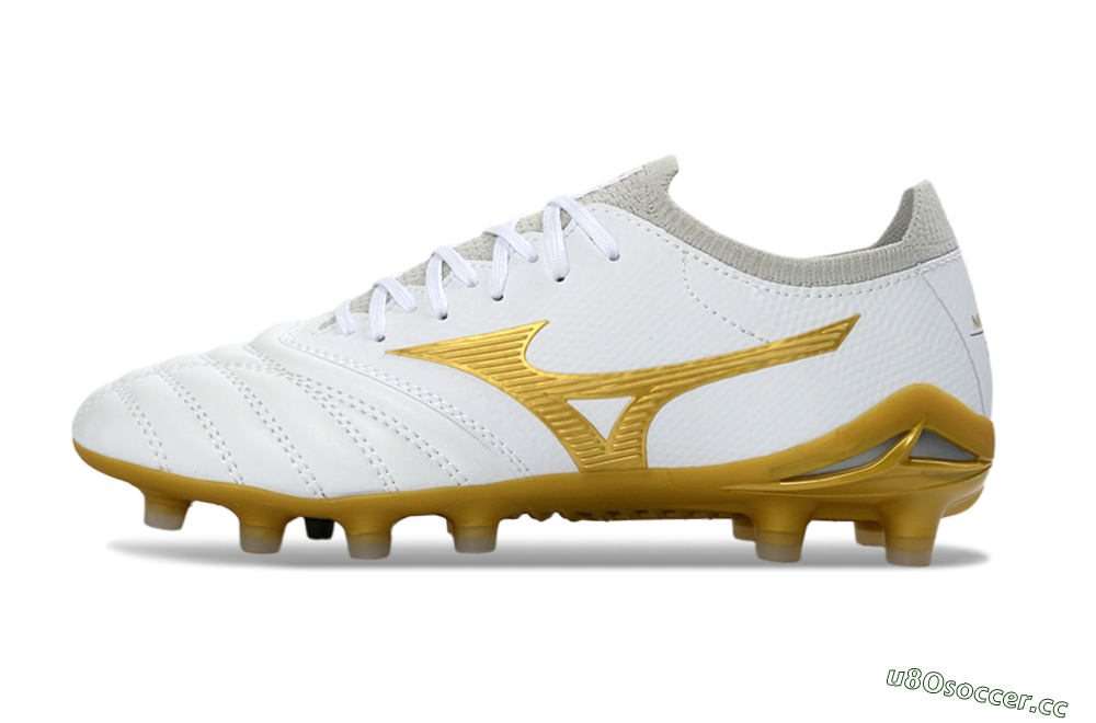 Unisex Mizuno Morelia Neo 3 FG Firm Ground Low-Tops Football Boots - White/Gold/Gray 0