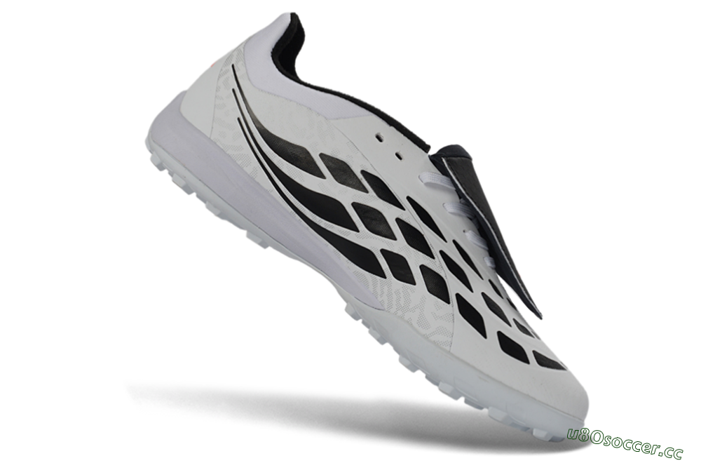 Unisex Adidas Predator 26 Elite Fold-Over Tongue TF Artificial Turf Low-Tops Football Shoes - White/Electric Pink/Deep Purple 5
