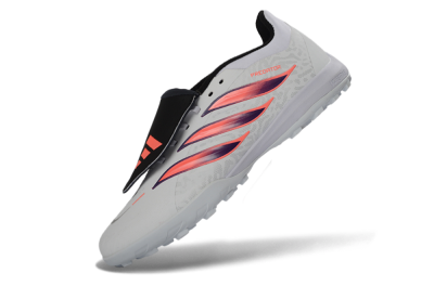 Unisex Adidas Predator 26 Elite Fold-Over Tongue TF Artificial Turf Low-Tops Football Shoes - White/Electric Pink/Deep Purple