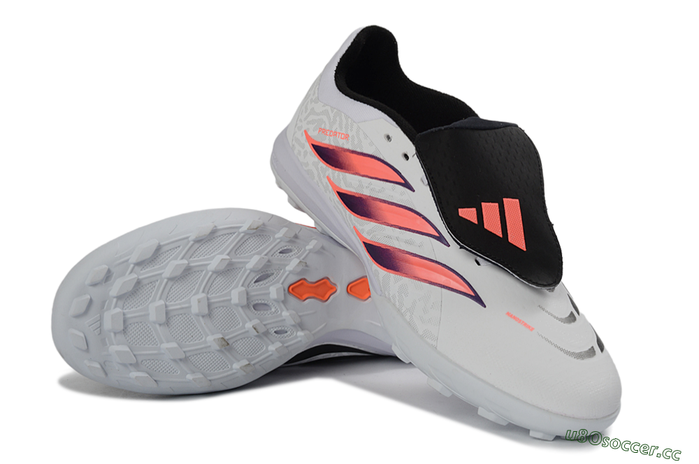 Unisex Adidas Predator 26 Elite Fold-Over Tongue TF Artificial Turf Low-Tops Football Shoes - White/Electric Pink/Deep Purple 4