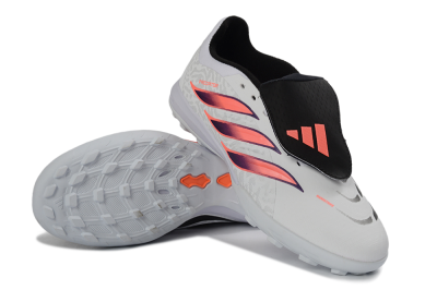Unisex Adidas Predator 26 Elite Fold-Over Tongue TF Artificial Turf Low-Tops Football Shoes - White/Electric Pink/Deep Purple
