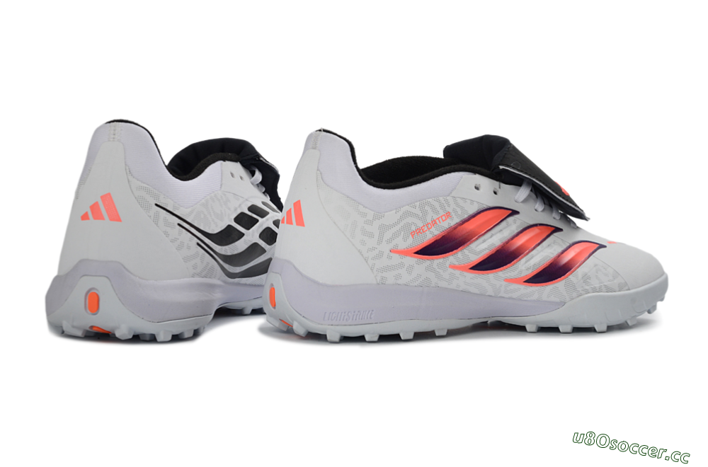 Unisex Adidas Predator 26 Elite Fold-Over Tongue TF Artificial Turf Low-Tops Football Shoes - White/Electric Pink/Deep Purple 7
