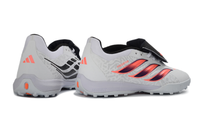 Unisex Adidas Predator 26 Elite Fold-Over Tongue TF Artificial Turf Low-Tops Football Shoes - White/Electric Pink/Deep Purple