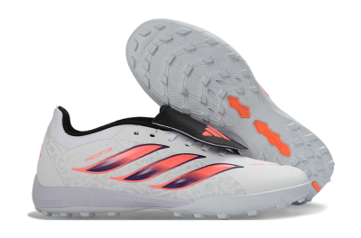 Unisex Adidas Predator 26 Elite Fold-Over Tongue TF Artificial Turf Low-Tops Football Shoes - White/Electric Pink/Deep Purple