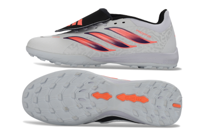 Unisex Adidas Predator 26 Elite Fold-Over Tongue TF Artificial Turf Low-Tops Football Shoes - White/Electric Pink/Deep Purple