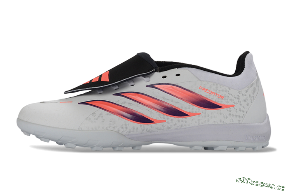 Unisex Adidas Predator 26 Elite Fold-Over Tongue TF Artificial Turf Low-Tops Football Shoes - White/Electric Pink/Deep Purple 0