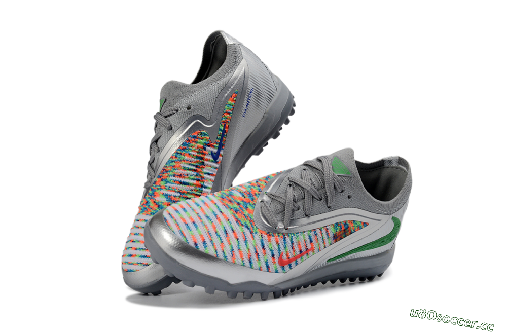 Kids Nike Phantom 6 Elite Low TF Artificial Turf Low-Tops Football Shoes - Gray/Neon Green/Metallic Silver 0