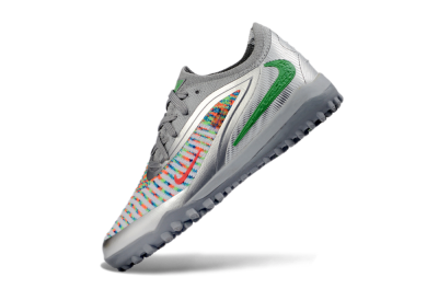 Kids Nike Phantom 6 Elite Low TF Artificial Turf Low-Tops Football Shoes - Gray/Neon Green/Metallic Silver