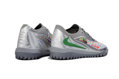 Kids Nike Phantom 6 Elite Low TF Artificial Turf Low-Tops Football Shoes - Gray/Neon Green/Metallic Silver