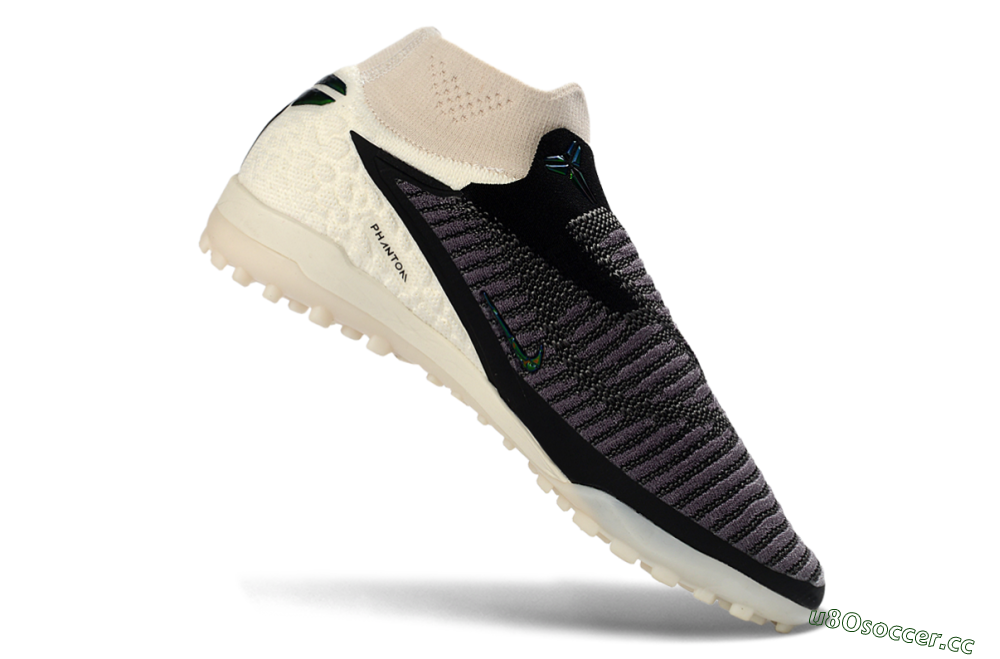 Men's Nike Phantom 6 Elite High TF Artificial Turf High-Tops Football Shoes - Black/Charcoal Grey/White 4