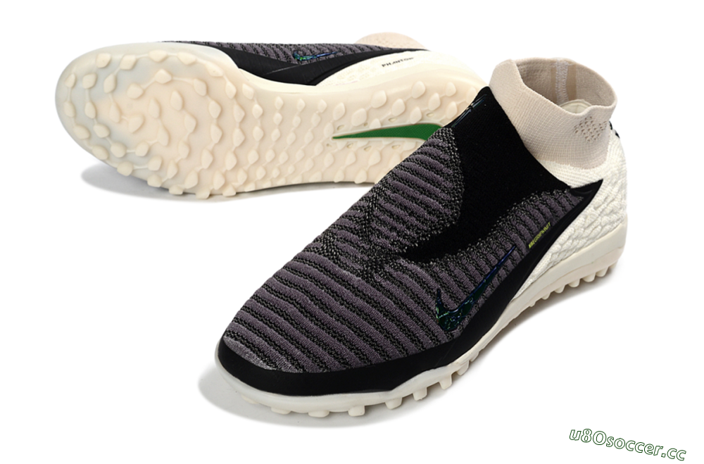 Men's Nike Phantom 6 Elite High TF Artificial Turf High-Tops Football Shoes - Black/Charcoal Grey/White 3