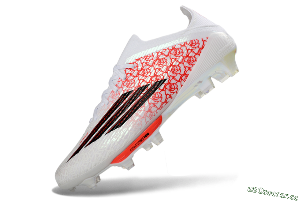 Unisex Adidas F50+ Elite Lightstrike Pro FG Firm Ground Low-Tops Football Boots - White/Crimson Red/Black 6
