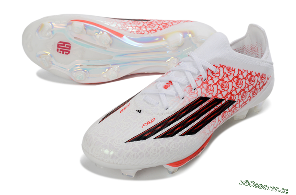 Unisex Adidas F50+ Elite Lightstrike Pro FG Firm Ground Low-Tops Football Boots - White/Crimson Red/Black 3