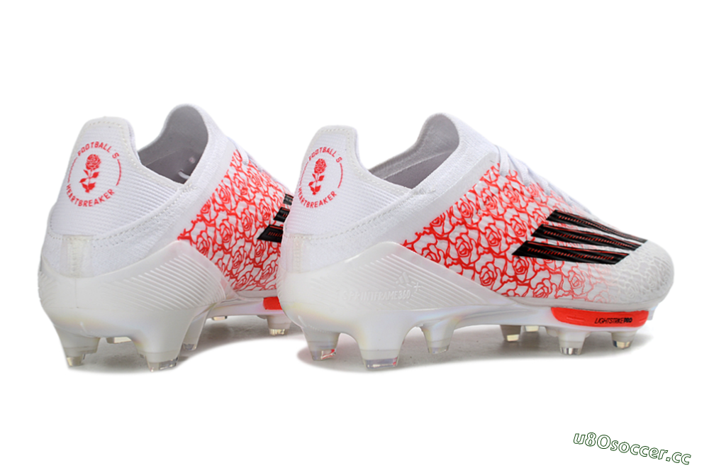 Unisex Adidas F50+ Elite Lightstrike Pro FG Firm Ground Low-Tops Football Boots - White/Crimson Red/Black 7