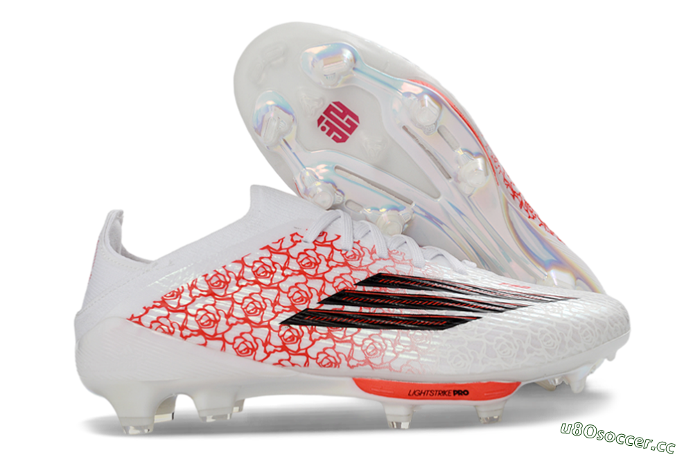 Unisex Adidas F50+ Elite Lightstrike Pro FG Firm Ground Low-Tops Football Boots - White/Crimson Red/Black 2