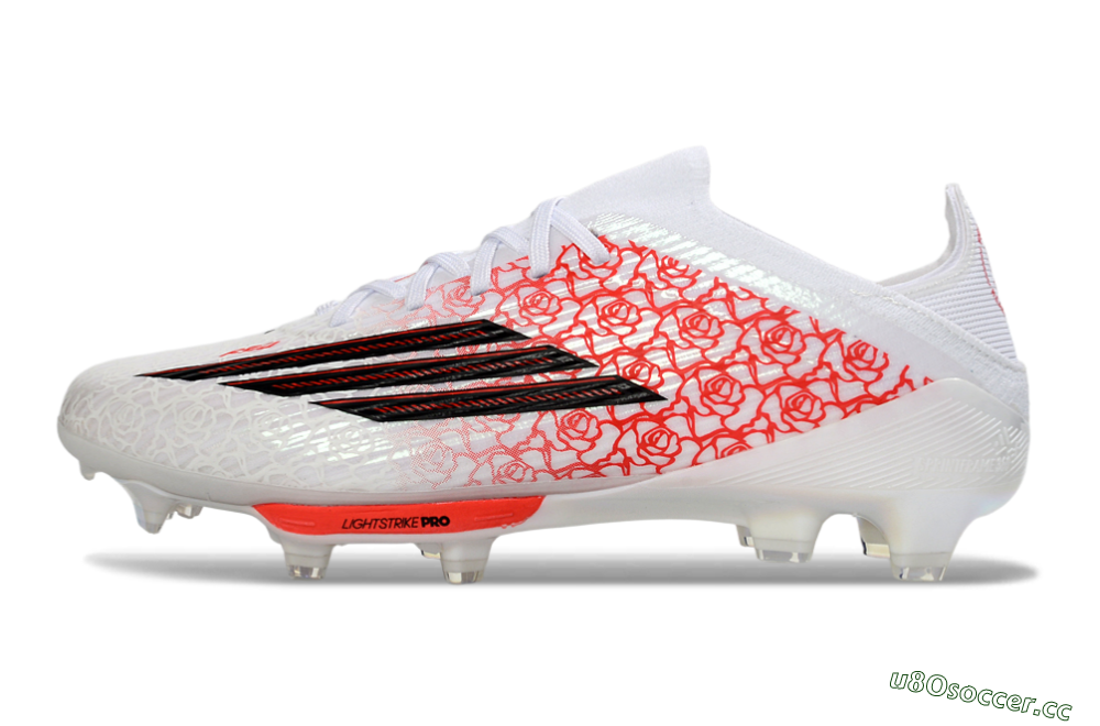 Unisex Adidas F50+ Elite Lightstrike Pro FG Firm Ground Low-Tops Football Boots - White/Crimson Red/Black 0
