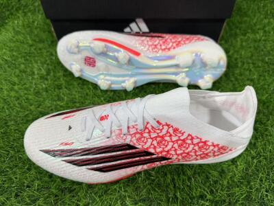 Unisex Adidas F50+ Elite Lightstrike Pro FG Firm Ground Low-Tops Football Boots - White/Crimson Red/Black
