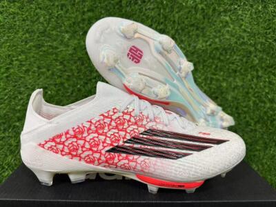 Unisex Adidas F50+ Elite Lightstrike Pro FG Firm Ground Low-Tops Football Boots - White/Crimson Red/Black