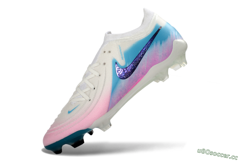 Men's Nike Phantom GX 2 Elite FG Firm Ground Low-Tops Football Boots - White/Aqua Sky/Pink Bliss 5