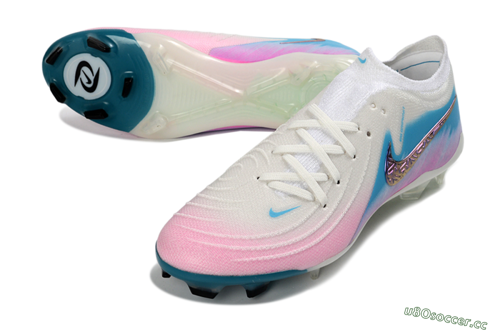 Men's Nike Phantom GX 2 Elite FG Firm Ground Low-Tops Football Boots - White/Aqua Sky/Pink Bliss 3