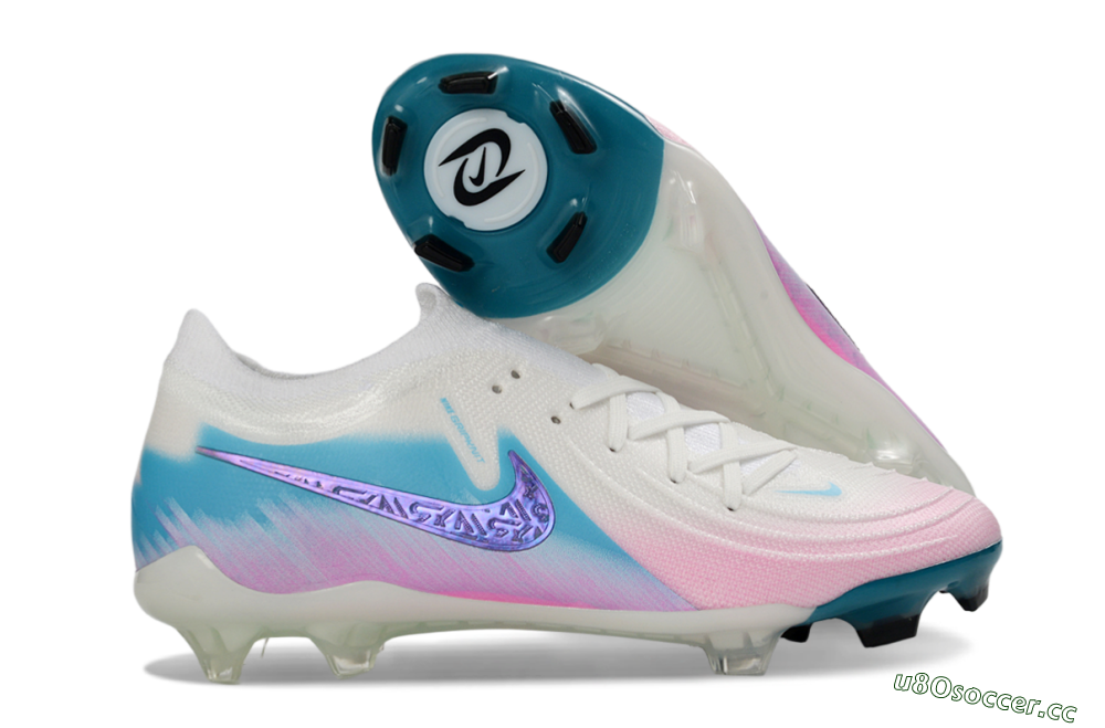 Men's Nike Phantom GX 2 Elite FG Firm Ground Low-Tops Football Boots - White/Aqua Sky/Pink Bliss 2